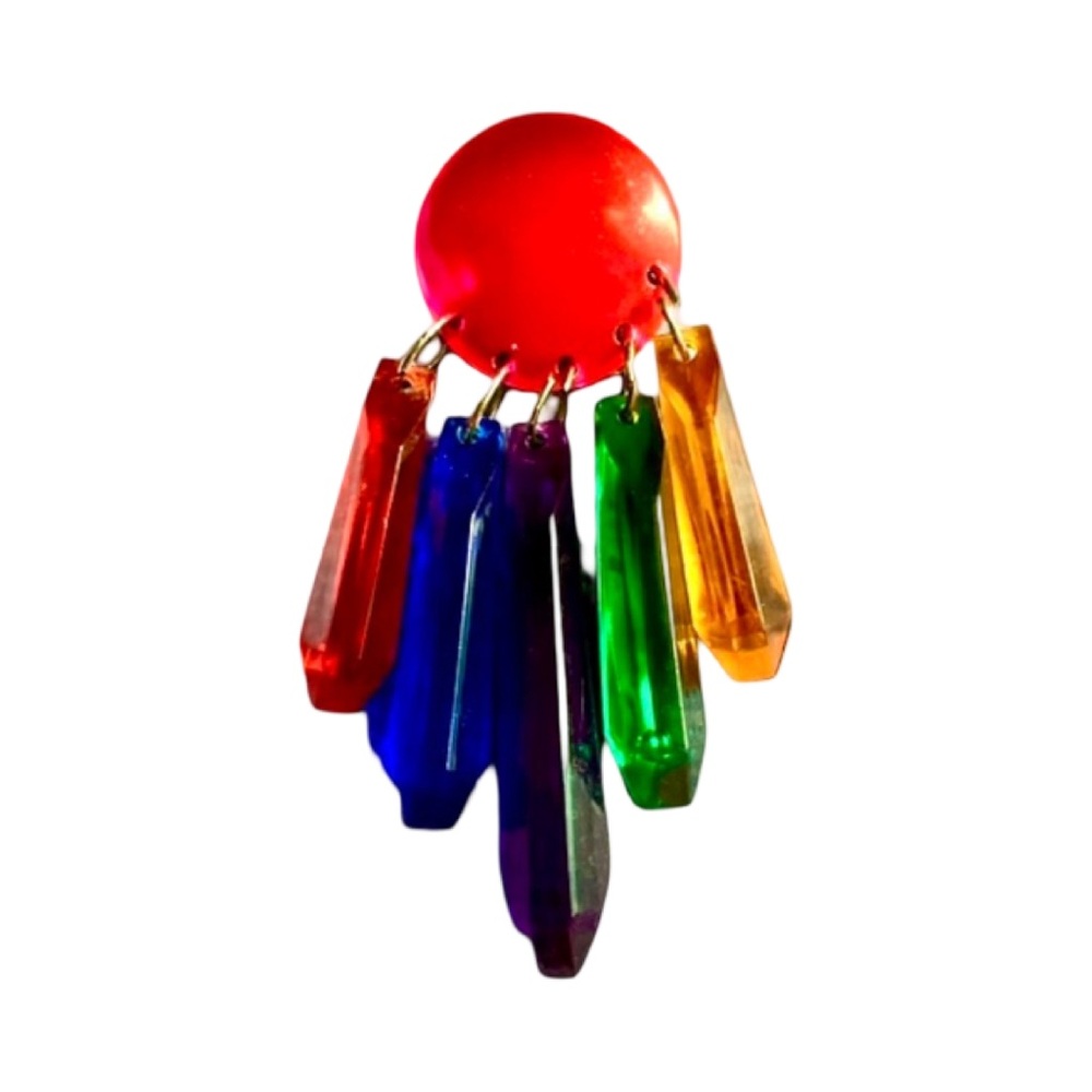 Colorful 80s Lucite Prism dangle Earring “One”